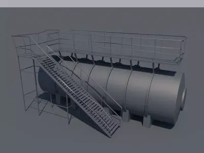 An Oil tank ready for texturing Low-poly 3D model