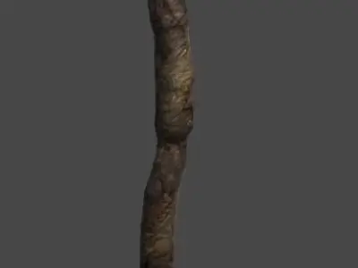 wand3 wooden wand with stone Low-poly 3D model