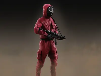 Squid Game soldier Low-poly 3D model