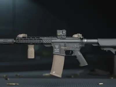 Weapon - AR15 HoloSight AimPoint - assault rifle Low-poly 3D model