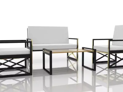 Balcony Outdoor Furniture Low-poly 3D model