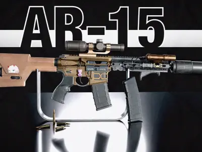 AR-15 Game Ready model Low-poly 3D model