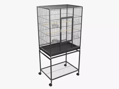 Bird cage large with stand on wheels 3D model