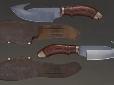 Survival Hunting Knife with Sheath Low-poly 3D model