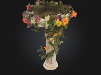 Floral Elegance Pillar  A Graceful Fusion of Nature and  3D model