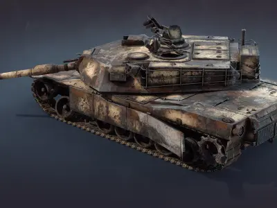 Destroyed tank M1A1 Abrams Low-poly 3D model