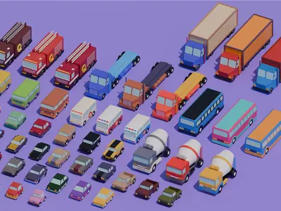 Vehicle Pack - Low Poly Game Ready Models Low-poly 3D model