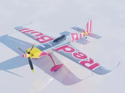 High Quality Zivko Edge 540 Silver Red Bull Livery 3D model