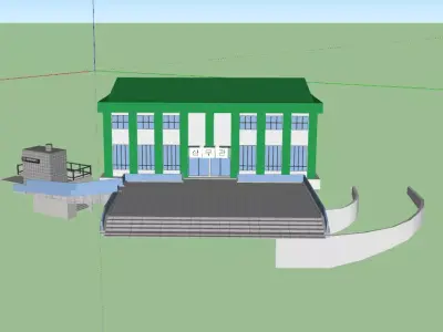 Sangmugwan building with stairs Free 3D model