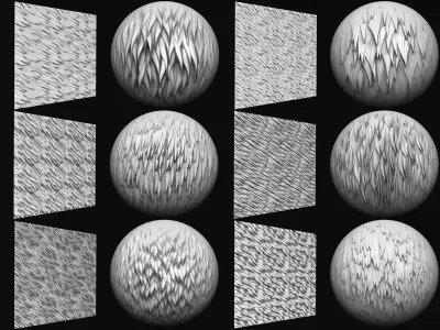 30 Stylized Fur Texture Brushes and Noise Pack Low-poly 3D model