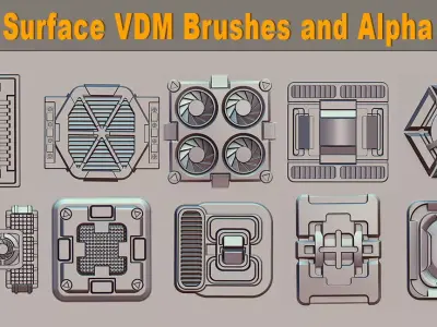 87 Hard Surface VDM Brushes and Alpha Pack 3D model
