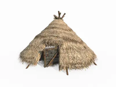 Medieval-style small thatched cottage 3D model