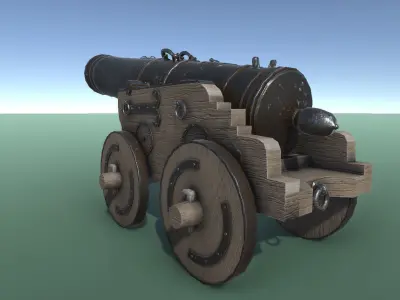 Medieval Battle Cannon Low-poly 3D model
