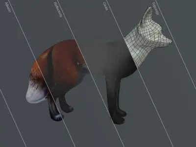 Realistic Fox low poly Low-poly 3D model