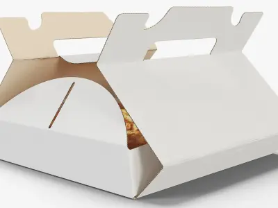 Pear Pie in White Cardboard Box with Handles 3D model