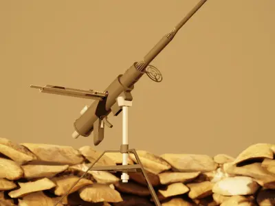 Fictional Inter-War Styled Machine Gun Low-poly 3D model