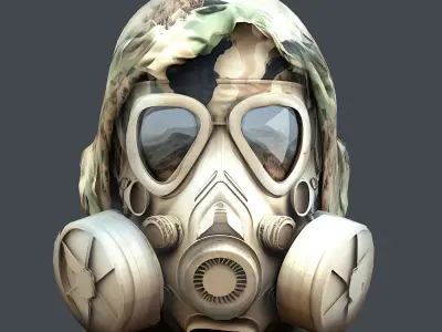Gas mask helmet 3d model military combat Low-poly 3D model Low-poly 3D model