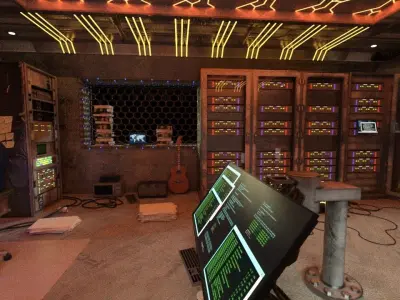 Science fiction hacker server room 3D model
