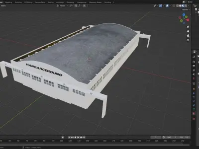 Large Airport Hangar Building escenery Low Poly Low-poly 3D model