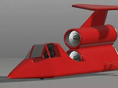 Twin Engine Jet Car - High Poly 3D Model Free 3D model