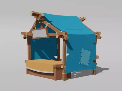 wood stall Low-poly 3D model