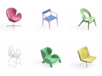 Armchair Modern Collection 6x 