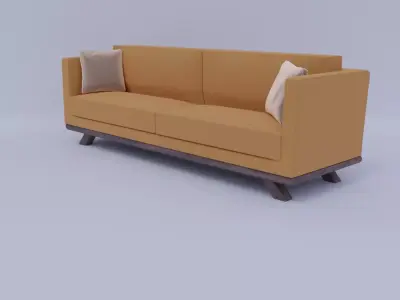 Elegant Curved Green Armchair for Interior Design Free low-poly 3D model