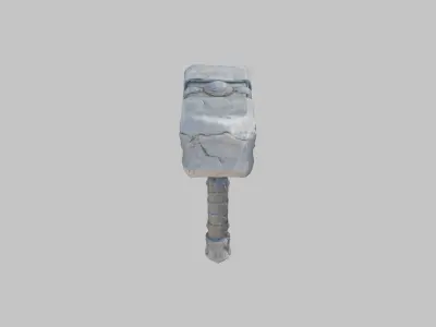 Medieval Lowpoly Gigantic Battle hammer Stone Low-poly 3D model