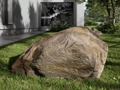  Warm Toned Wedged Large Rock Boulder Model 