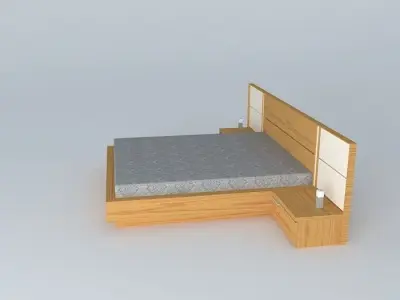bed wooden shelf Free 3D model