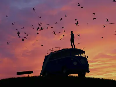 Flock of birds 3D model