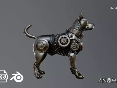 steampunk dog 3D model