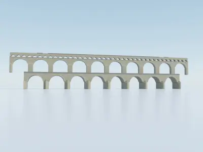 Pont du Gard Aqueduct Low-poly 3D model