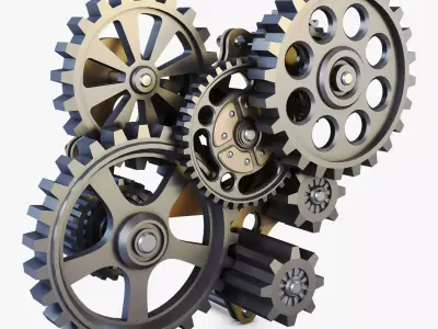 Gear Mechanism Low Poly v 7 Low-poly 3D model