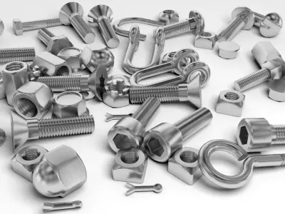Hardware Pack- nuts and bolts 3D model