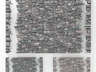 Brick granite stone many part n1 3D model