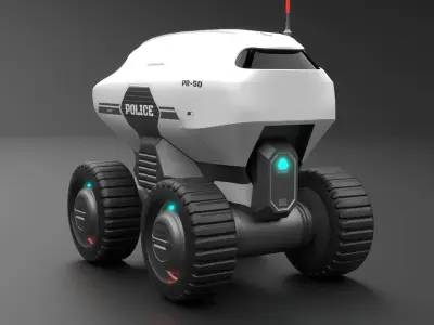 Sci-fi Police Droid Robot Low-poly 3D model