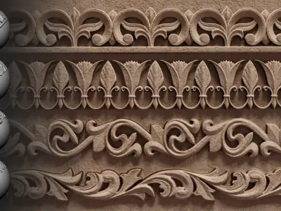 30 Ornament Trim Brush Ornament Library VOL 03 Low-poly 3D model