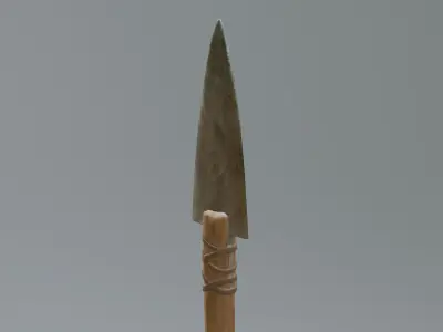 spear low-poly PBR with wooden handle Low-poly 3D model