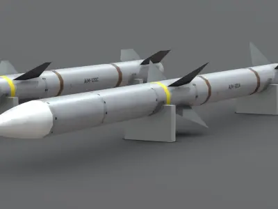 AIM-120A AIM-120C AMRAAM American Air to Air BVR Missile Low-poly 3D model