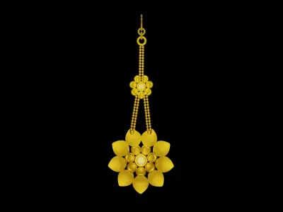 Maang Tikka Gold Jewellery Low-poly 3D model