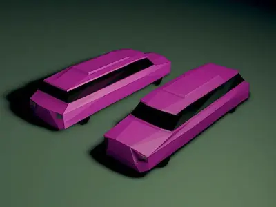 Limousine Low Poly two cars Free low-poly 3D model