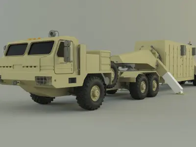 Military truck trailer an tpy 2 radar 3D model