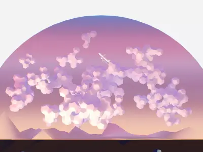 isometric pentagon dodecahedron sunset clouds night clouds 3D model