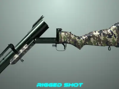 Grenade Launcher 02 Military Green Generic PBR Low-poly 3D model