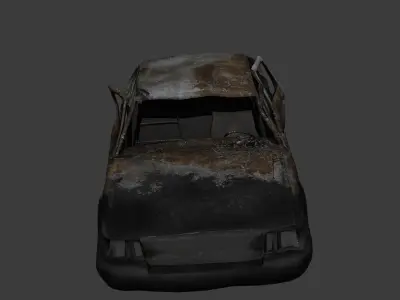 Wrecked and Rusty Police Car Free low-poly 3D model