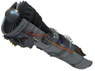 Turbofan Aircraft Engine Cutaway 3D model
