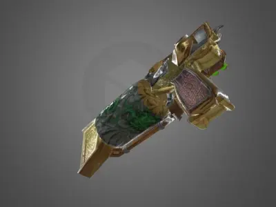 Steampunk Pistol PBR game ready Free low-poly 3D model