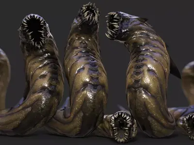 Slimy Worms Collection Low-poly 3D model