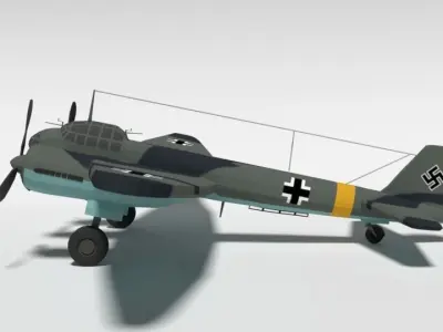 Low Poly Cartoon Junkers Ju 88 WWII Airplane Low-poly 3D model